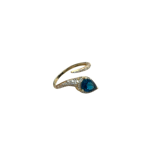 London Blue Topaz and Diamond Pear Shape Snake Ring