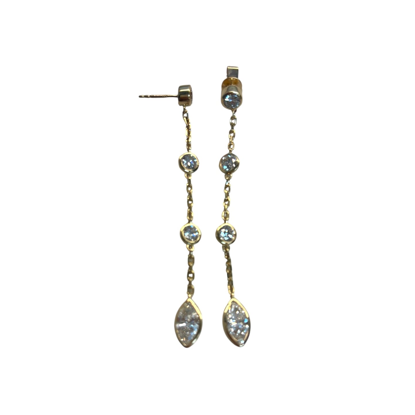 Lab Diamond Round and Marquise Chain Drop Earrings