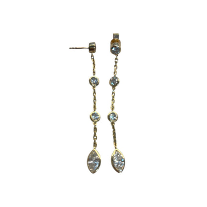 Lab Diamond Round and Marquise Chain Drop Earrings