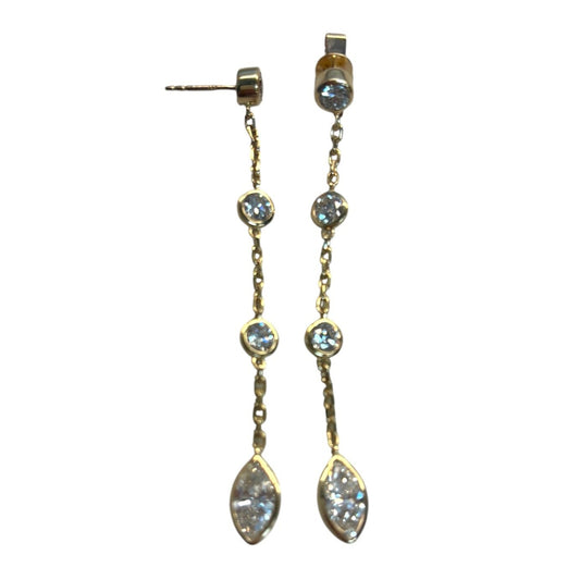 Lab Diamond Round and Marquise Chain Drop Earrings