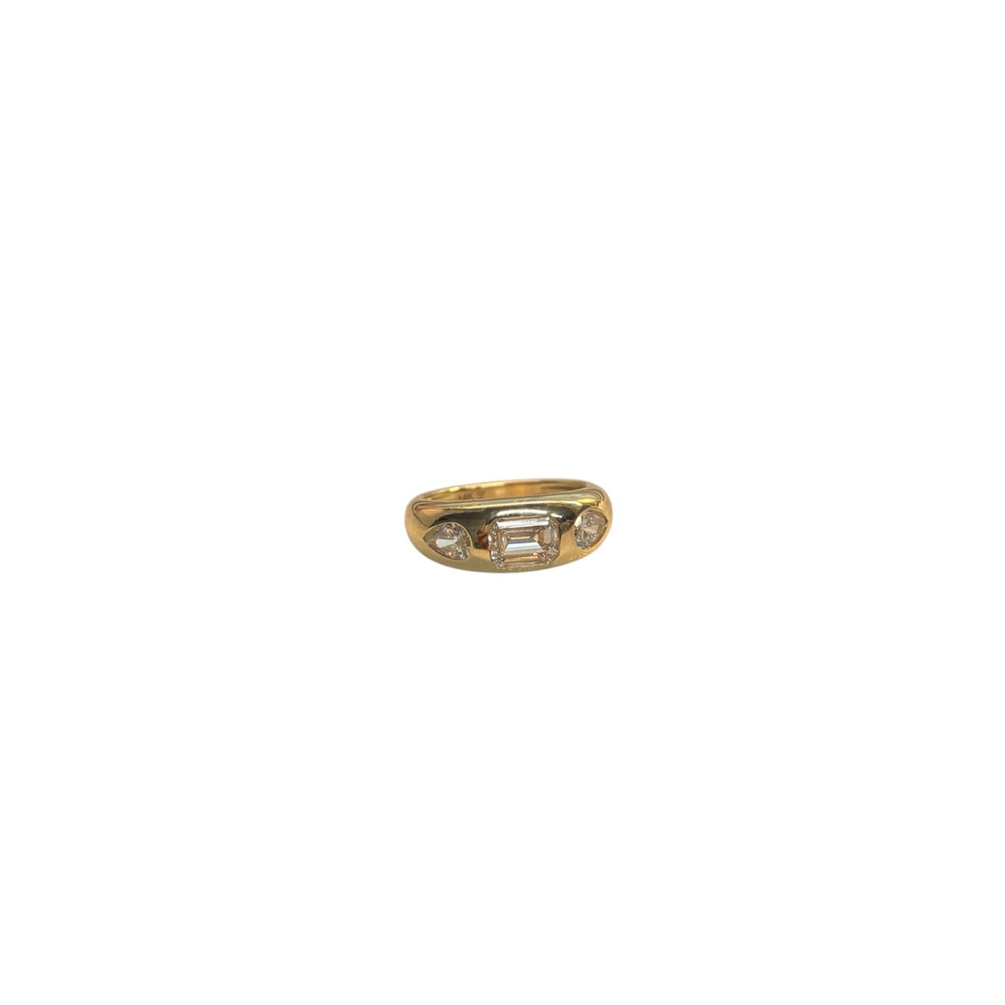 Lab Pear and Emerald Cut Dome Ring