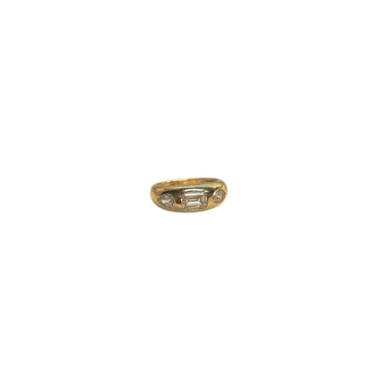 Lab Pear and Emerald Cut Dome Ring