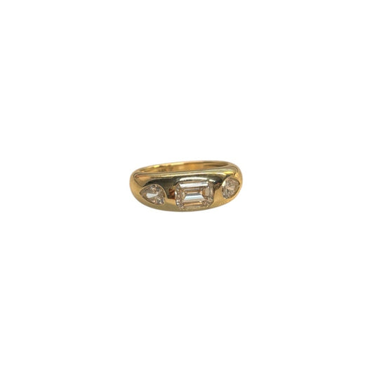 Pear and Emerald Cut Lab Grown Diamond Dome Ring