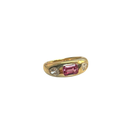 Lab Grow Diamond & Lab Pink Sapphire Dome Ring