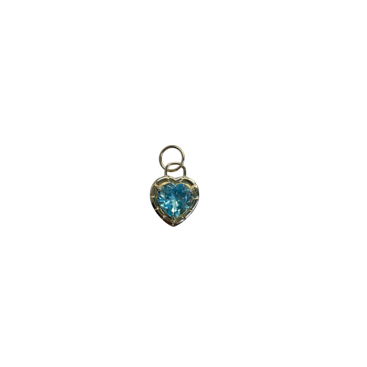 Yellow gold & Lab Grown Blue Topaz Heart Pendant