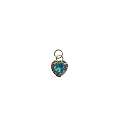 Yellow gold & Lab Grown Blue Topaz Heart Pendant