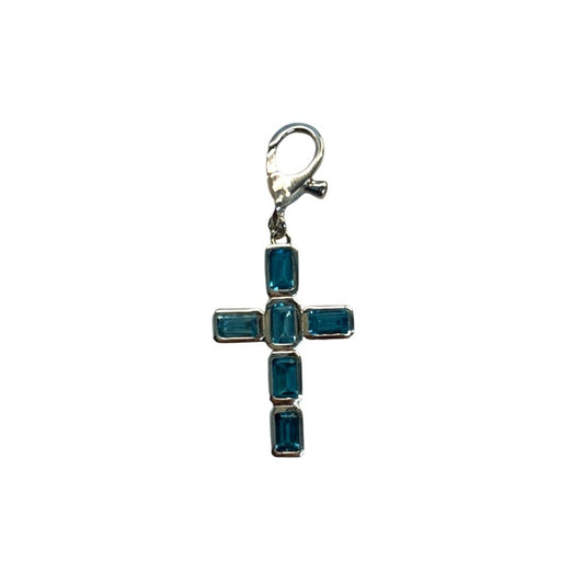 London Blue Topaz Sterling Silver Cross Charm