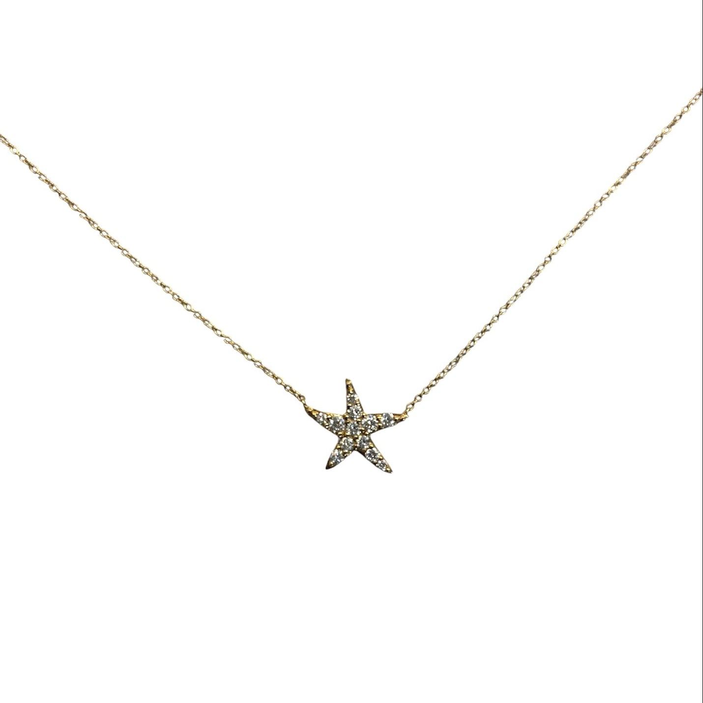 Yellow gold & Diamond Starfish Necklace