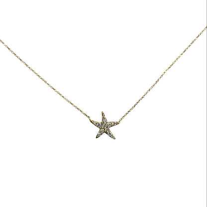 Yellow gold & Diamond Starfish Necklace