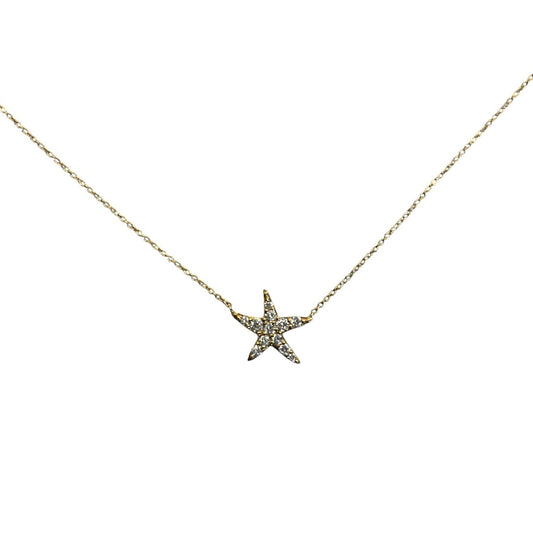 Yellow gold & Diamond Starfish Necklace