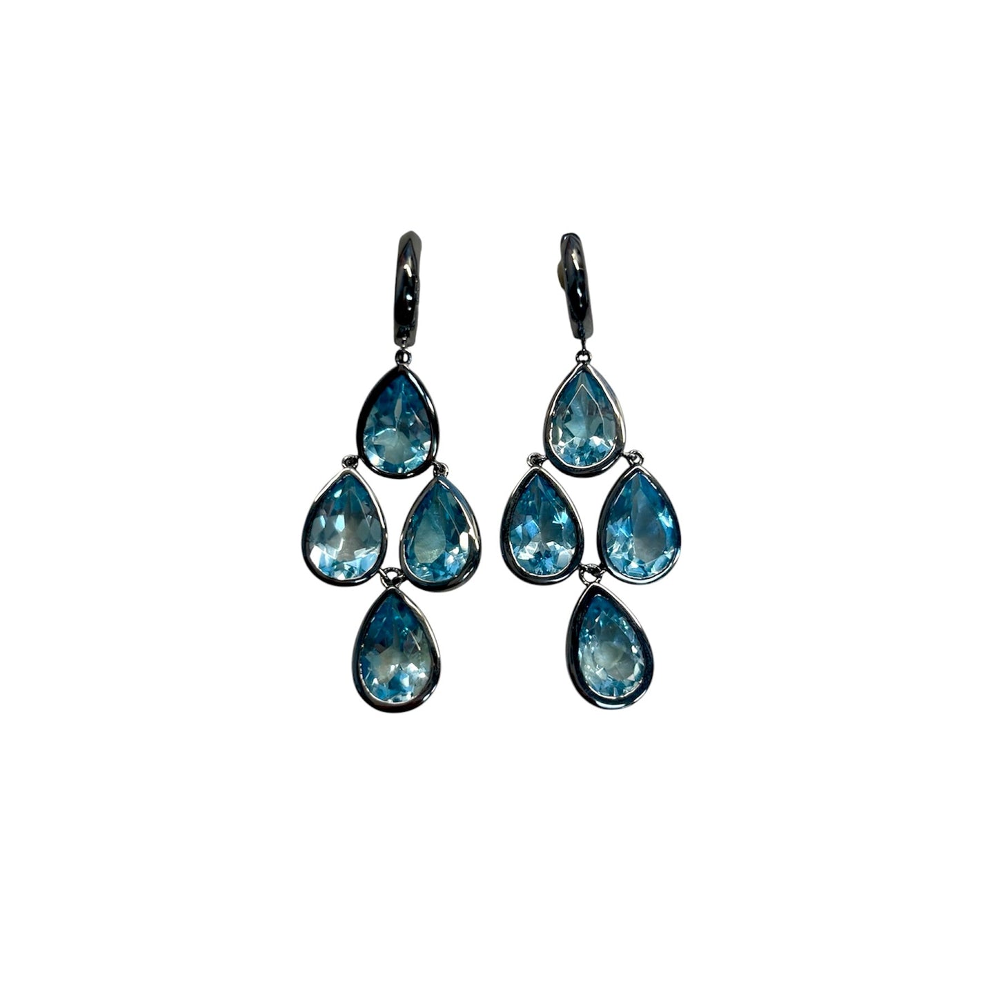 Silver & Blue Topaz Tiered dangle Earrings