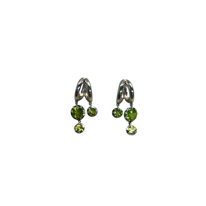 Lab Grown Peridot & Sterling Silver double Dangle Earrings