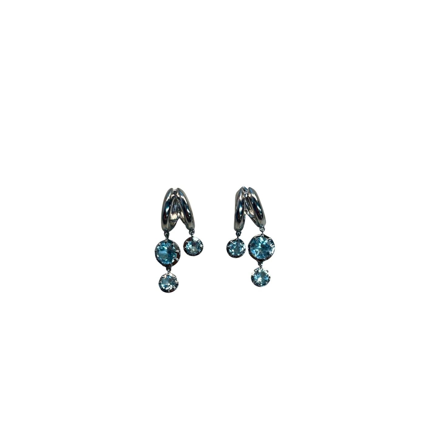 Silver & Lab Topaz Double Dangle Earrings