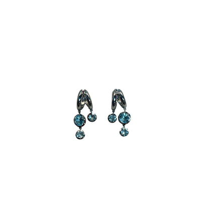 Silver & Lab Topaz Double Dangle Earrings