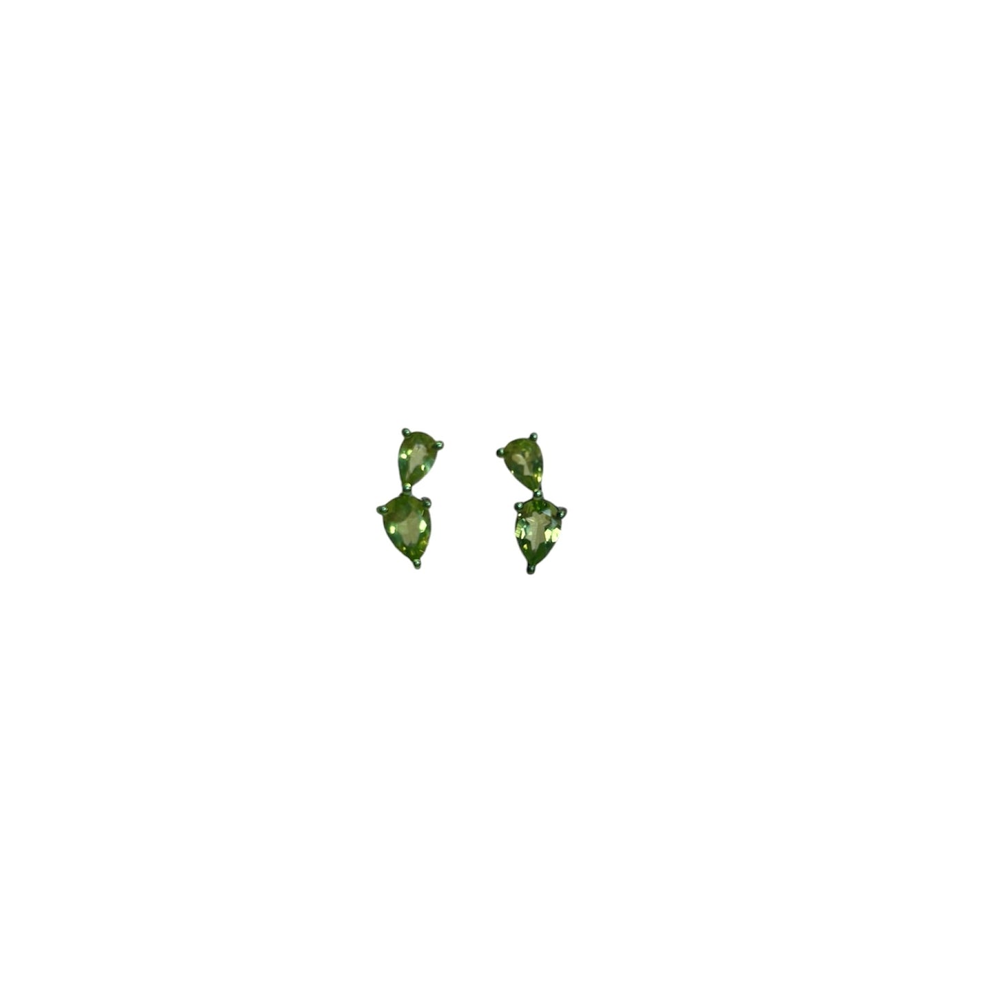 Peridot Pear Shape Sterling Silver Double Studs