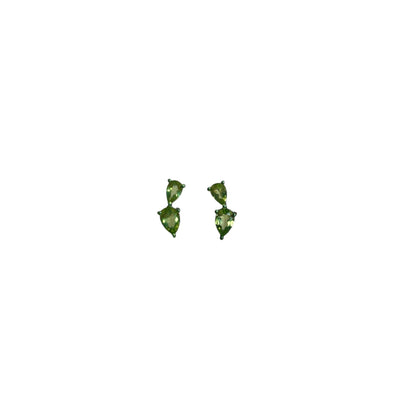 Peridot Pear Shape Sterling Silver Double Studs