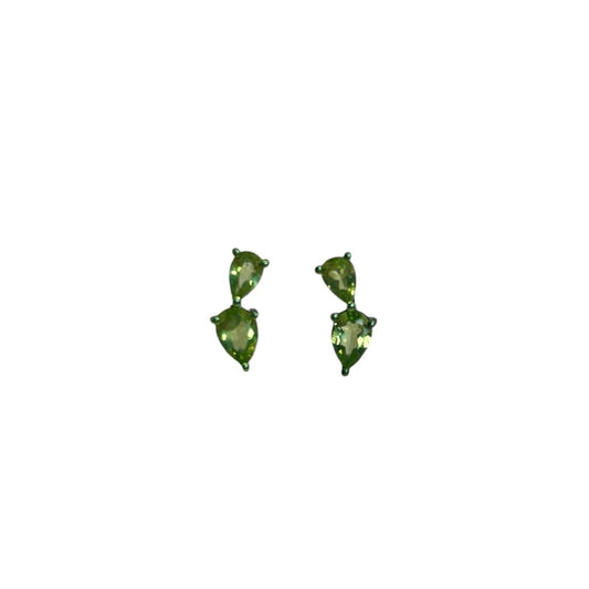 Peridot Pear Shape Sterling Silver Double Studs