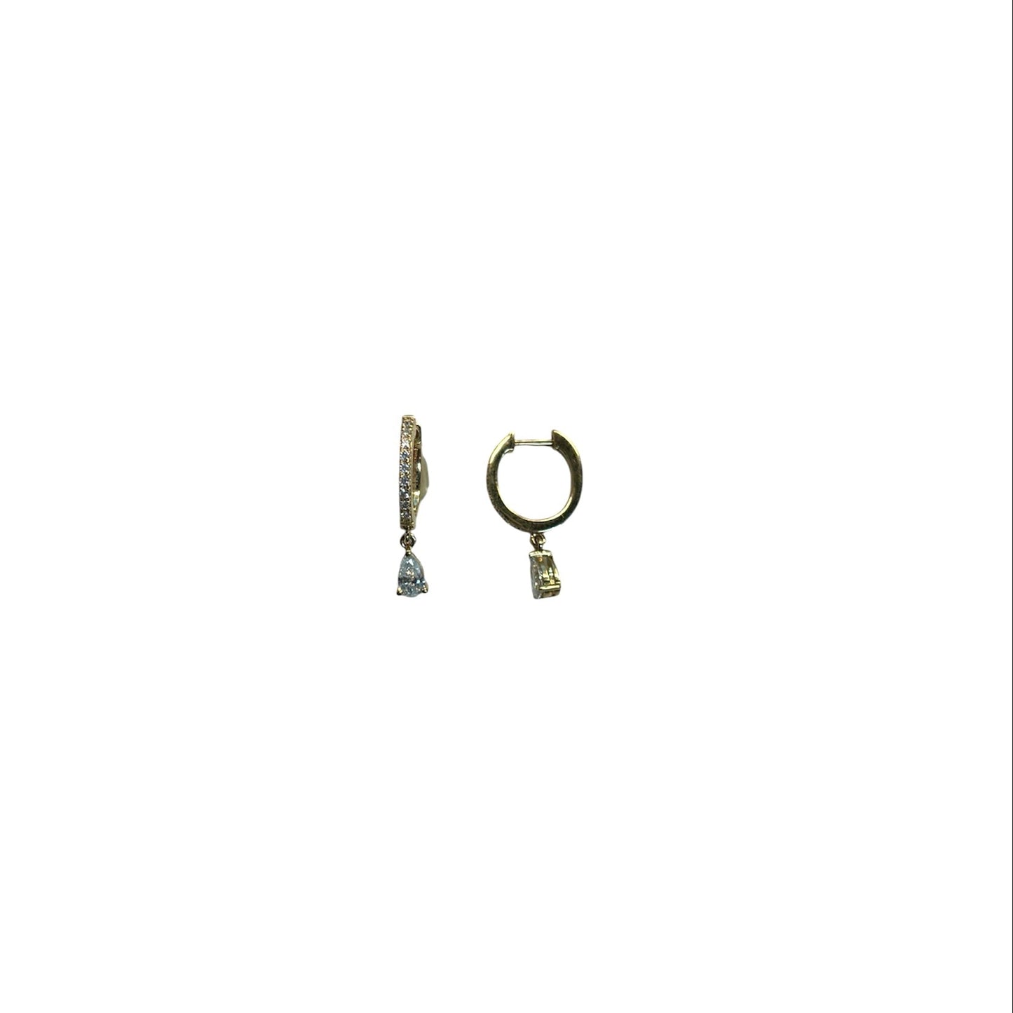 Lab Diamond Pear Shape Dangle Huggies