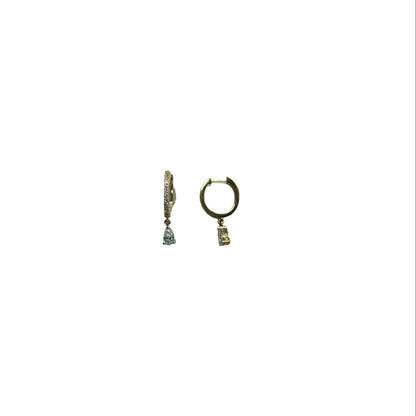 Lab Diamond Pear Shape Dangle Huggies