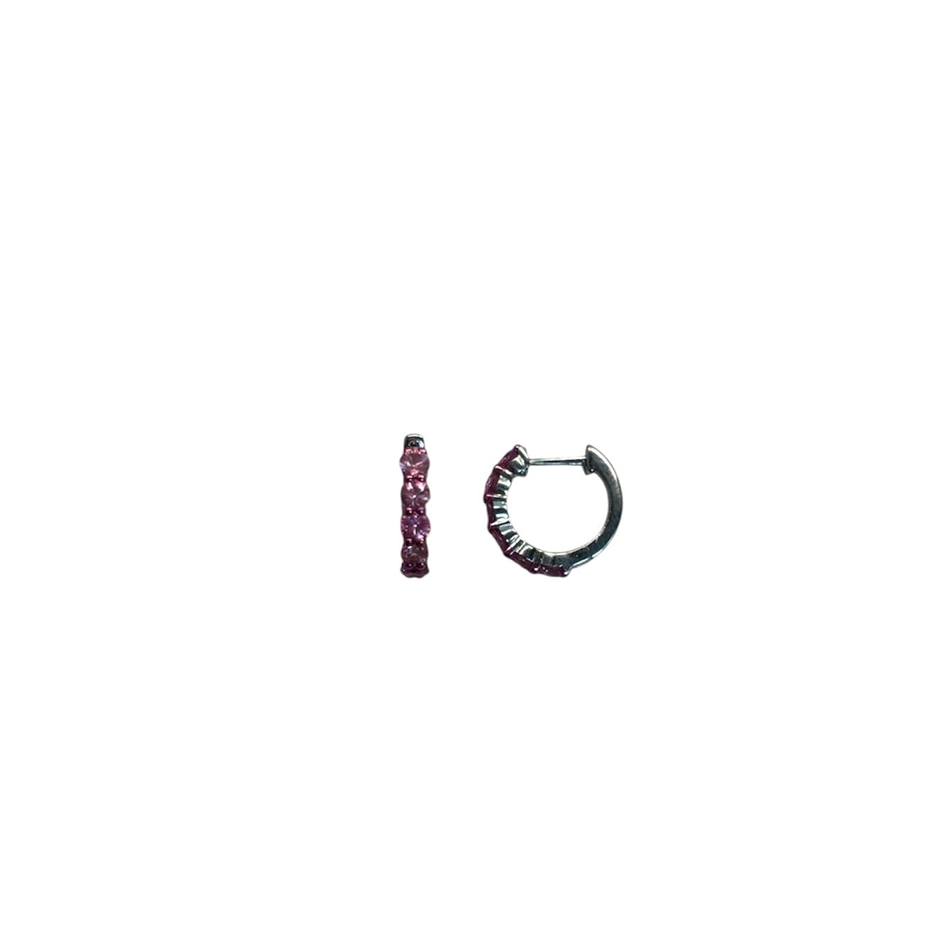 Pink Sapphire Sterling Silver Huggies