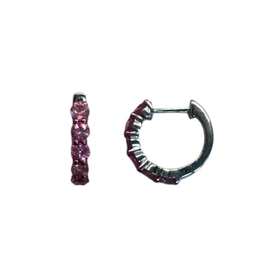 Pink Sapphire Sterling Silver Huggies