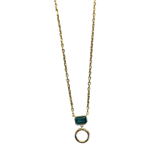 Gold Necklace with London Blue Topaz & Enhancer