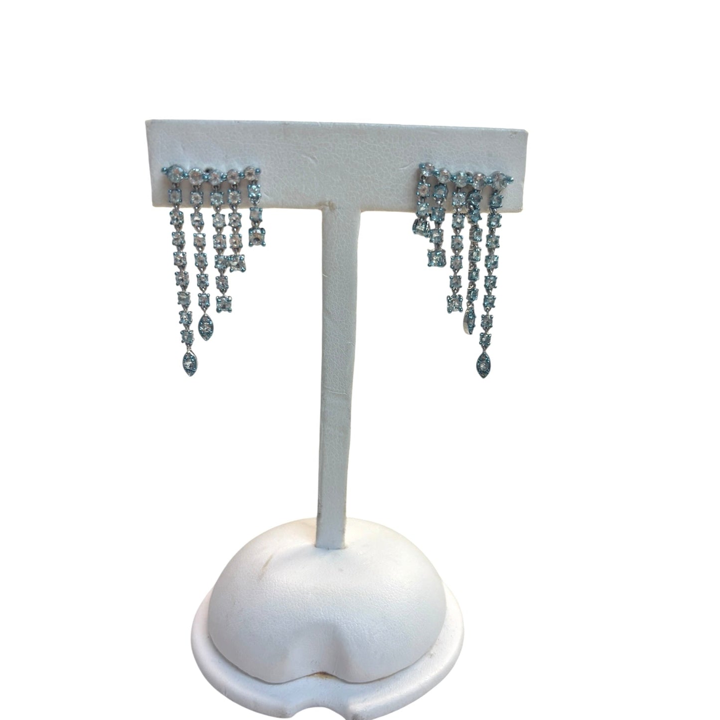 Silver & Blue Topaz Tiered Drop Dangle Earrings