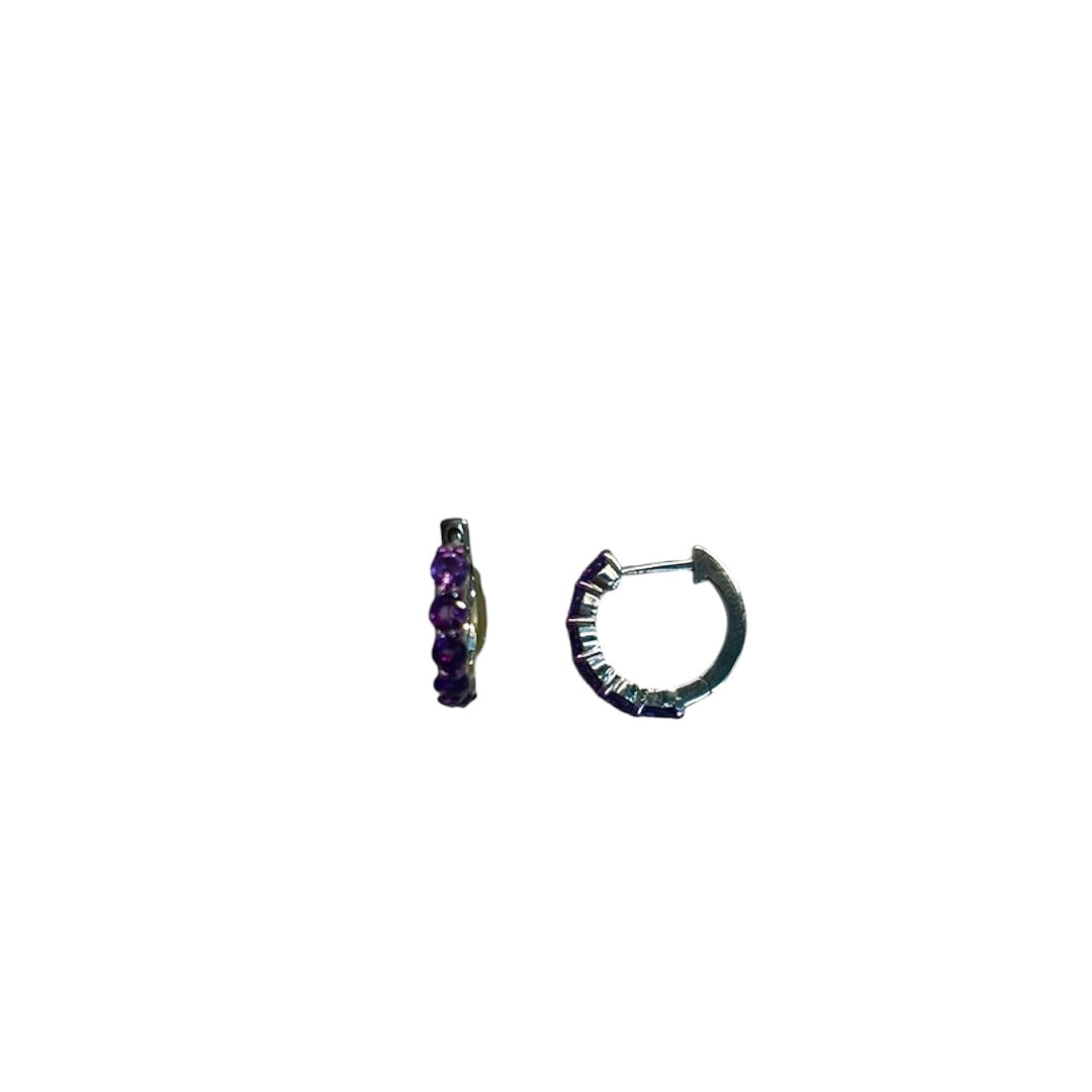 Amethyst Sterling Silver Huggies