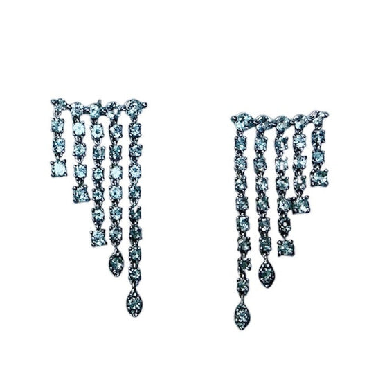 Silver & Blue Topaz Tiered Drop Dangle Earrings
