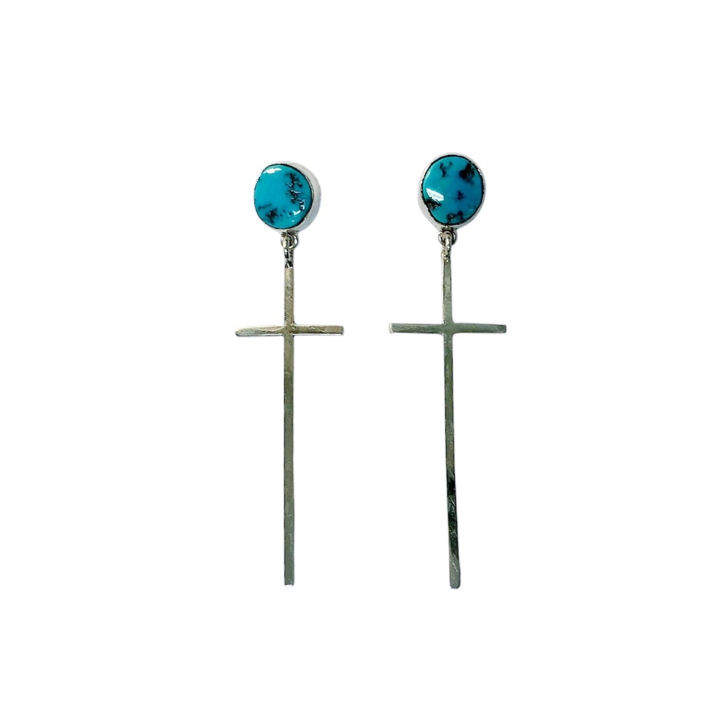 Sterling Silver Turquoise Cross Earrings