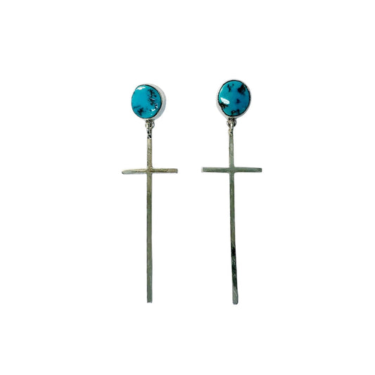 Sterling Silver Turquoise Cross Earrings