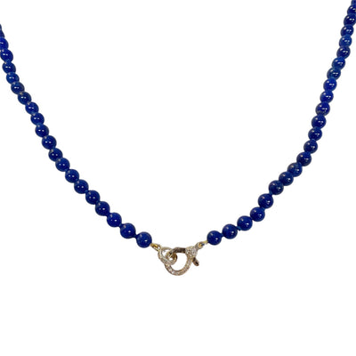 Beaded Lapis Necklace with Diamond Clasp