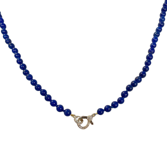 Beaded Lapis Necklace with Diamond Clasp