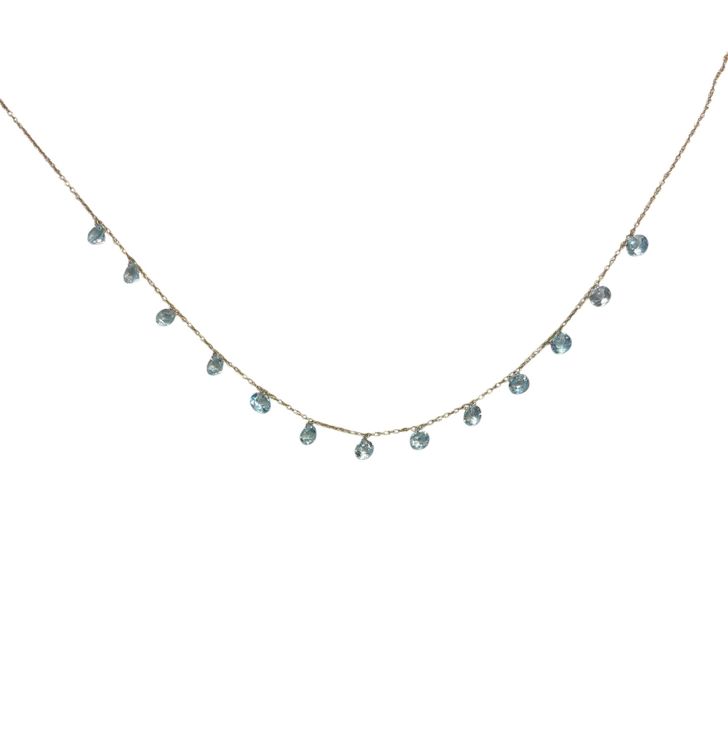 Drilled Blue Topaz Dangle Necklace