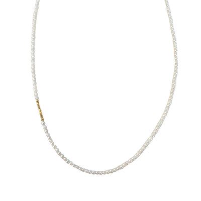 Tiny Pearl Necklace with Gold Accent