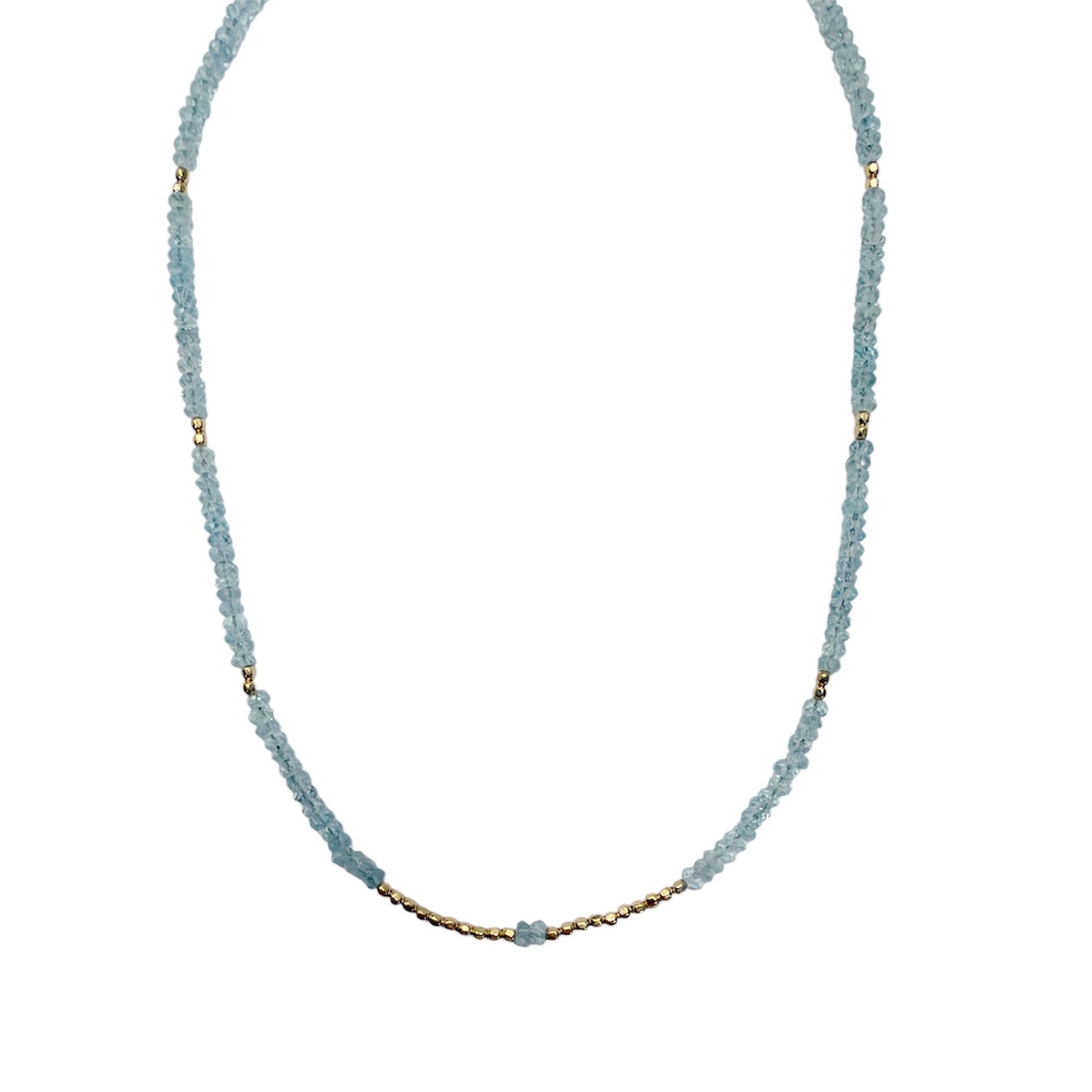 Aquamarine & Gold Beaded Necklace