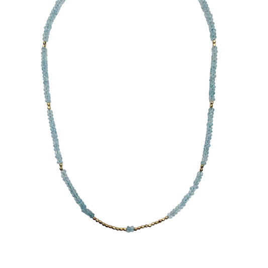 Aquamarine & Gold Beaded Necklace