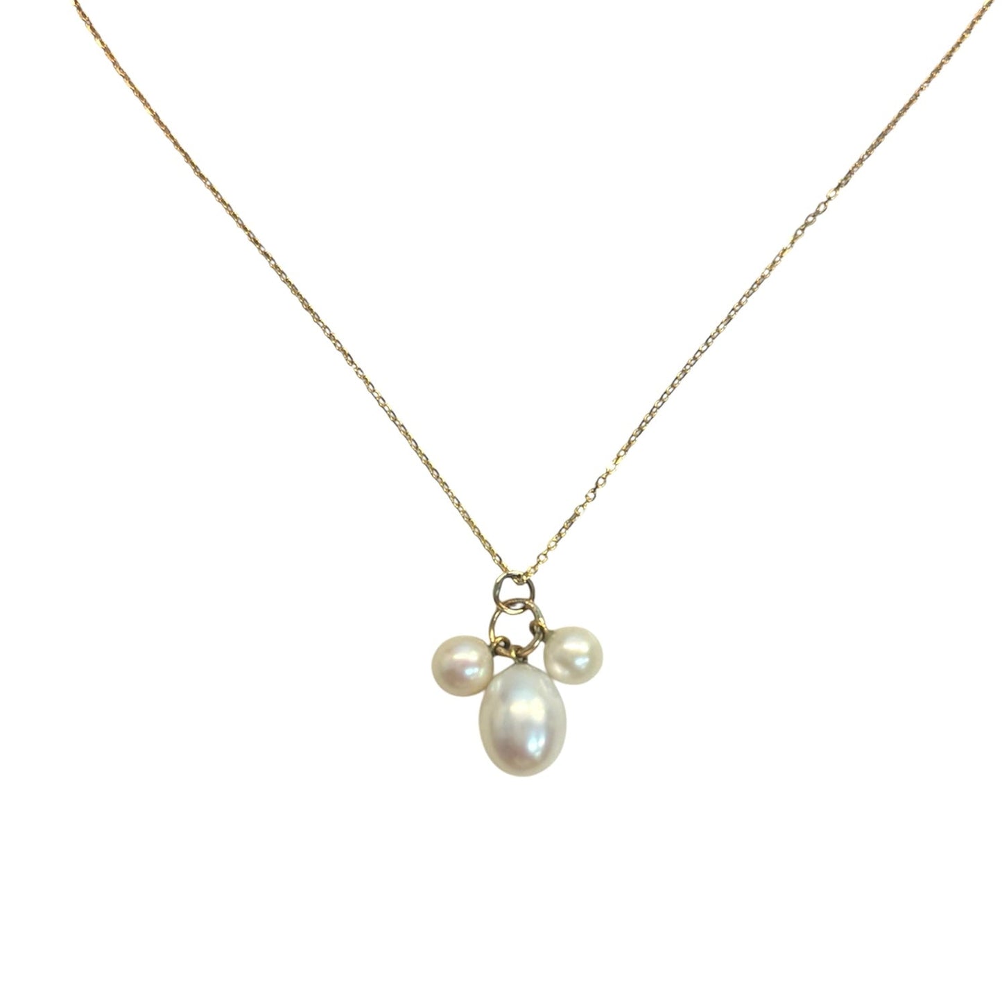 Gold Three Pearl Necklace