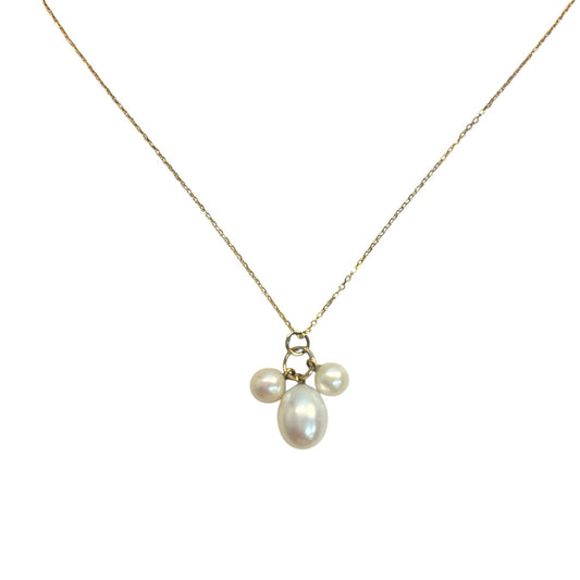 Gold Three Pearl Necklace