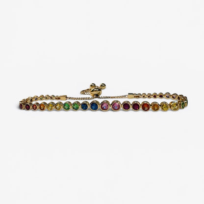 Graduated Bezel Rainbow Gemstone Bracelet