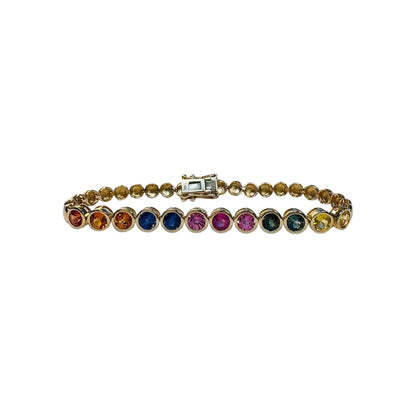 Rainbow Gemstone Bezel Tennis Bracelet