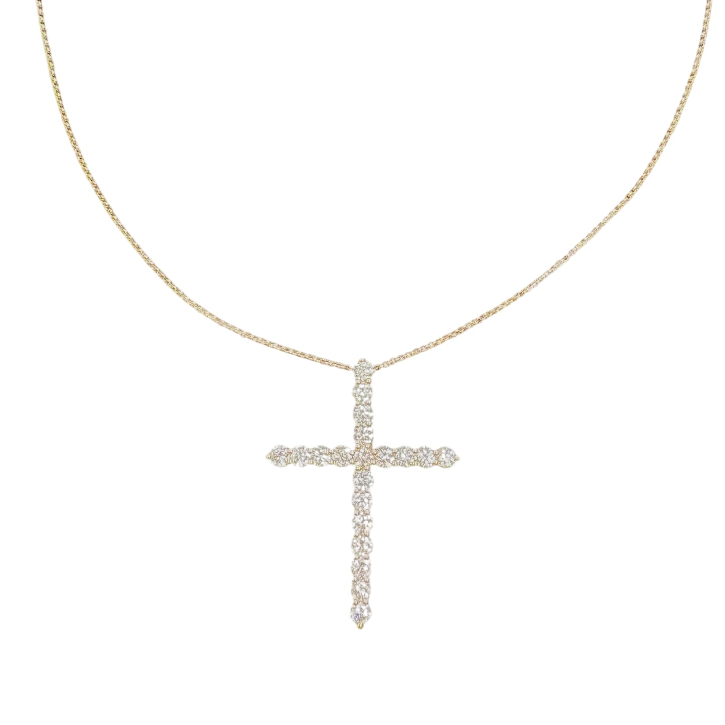 Large Lab Diamond Cross Necklace
