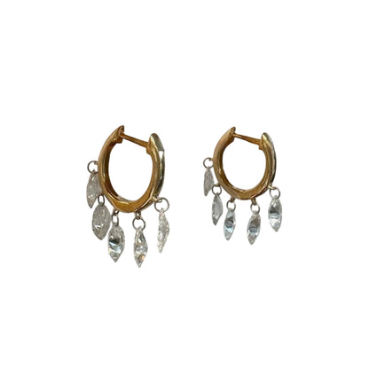 Lab Diamond Marquise Drill Fringe Huggie Earrings