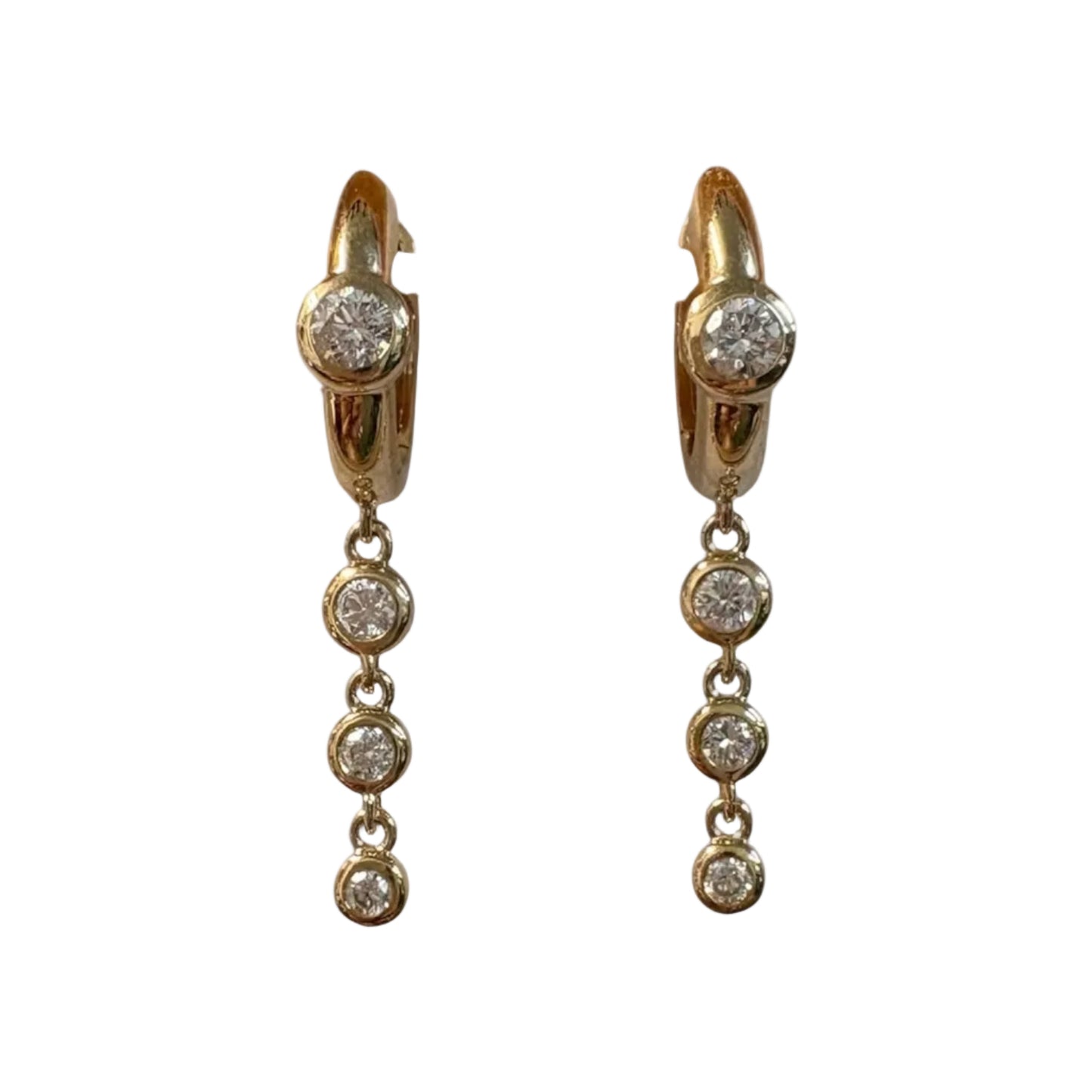 Lab Diamond Triple Bezel Dangle Huggie Earrings
