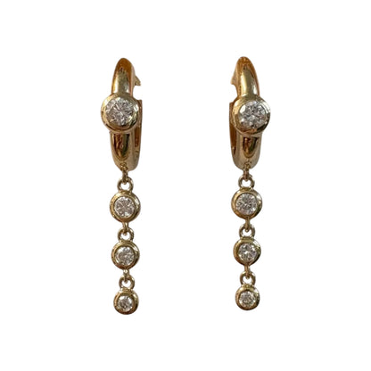 Lab Diamond Triple Bezel Dangle Huggie Earrings