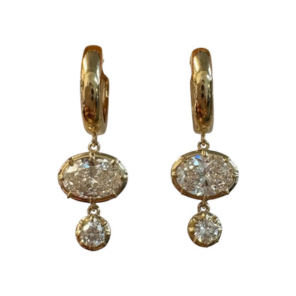 Lab Diamond Double Drop Huggie Earrings