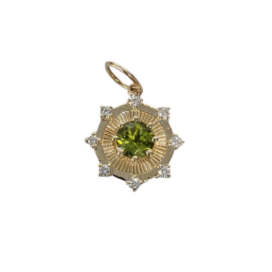 Fluted Peridot Charm with Diamond Accents