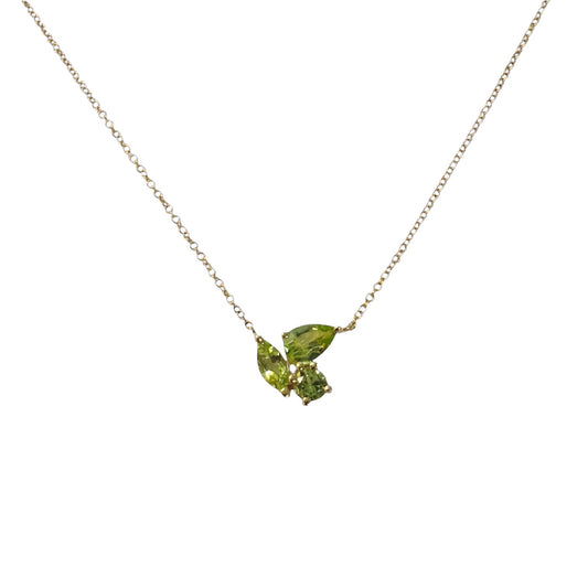 Peridot Trio Cluster Necklace