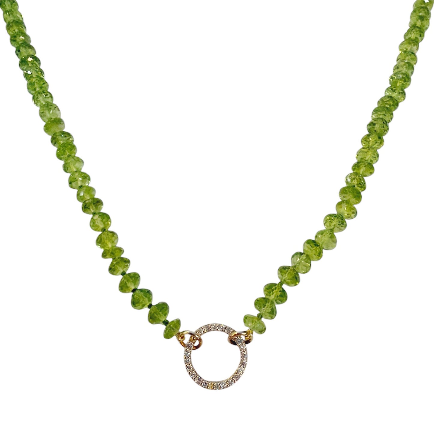 Peridot Beaded Necklace with Diamond Enhancer