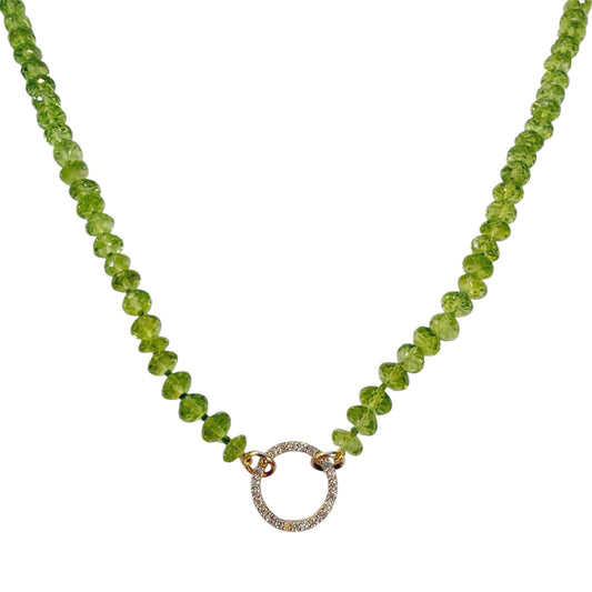 Peridot Beaded Necklace with Diamond Enhancer